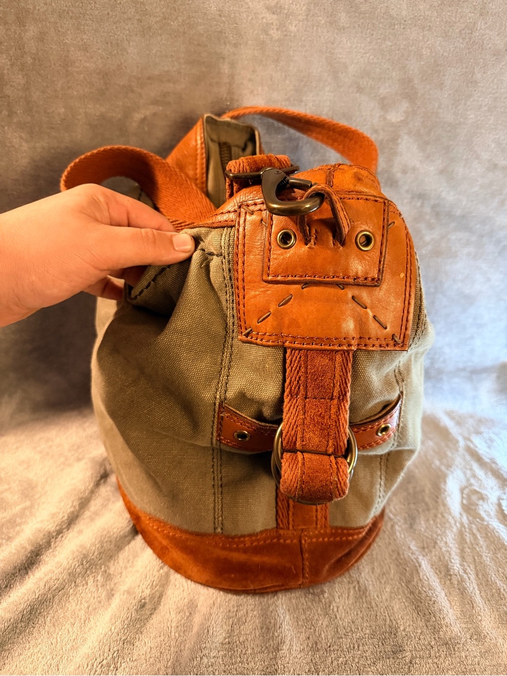 Lucky Brand Canvas Messenger Bag with Leather Trim - Picture 5 of 9